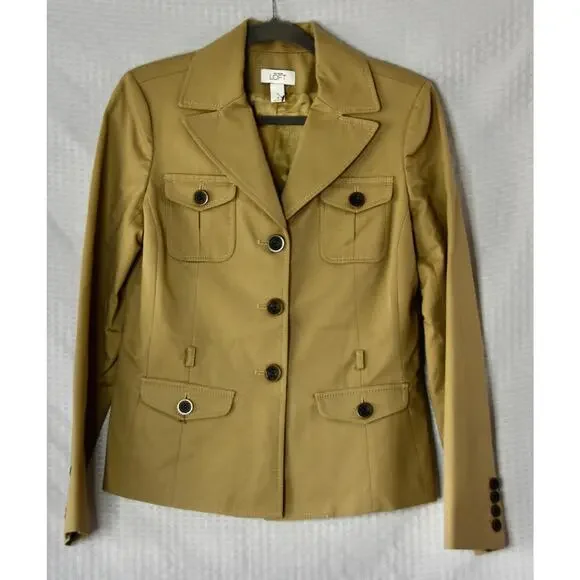 ANN TAYLOR LOFT Designer Khaki Equestrian Blazer Jacket Size 8 NEW!!! - Picture 3 of 6